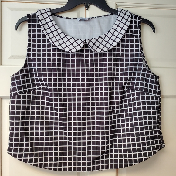 UK18 / US14 Bright & Beautiful grid pattern top - Picture 1 of 7